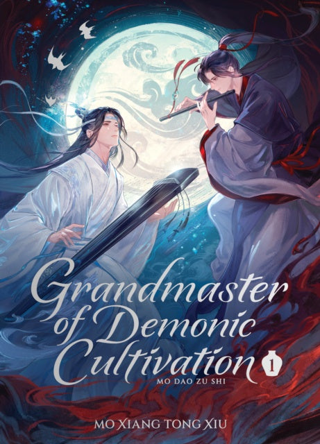 Book cover of 'Grandmaster of Demonic Cultivation' with two characters and a moon in the background