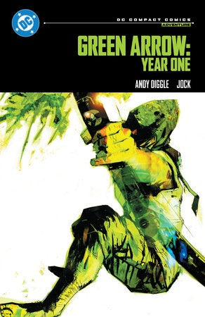 Comic book cover of 'Green Arrow: Year One' with a stylized character in action pose.