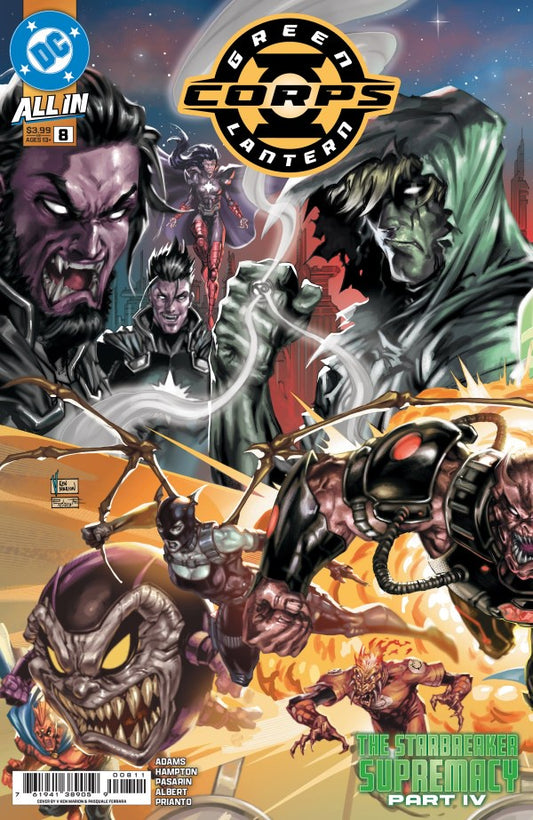 Comic book cover featuring characters from 'Green Lantern Corps' with a colorful and dynamic layout.