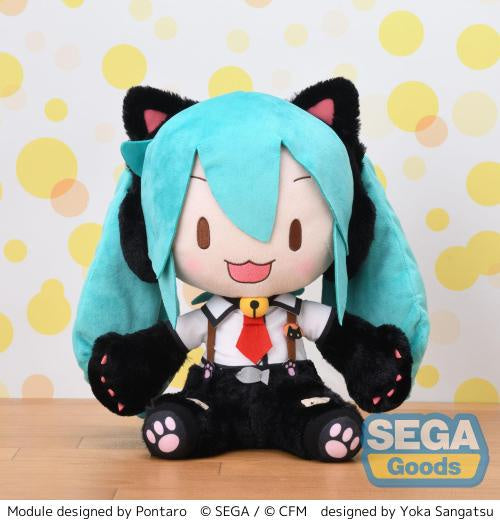 Plush toy with black cat ears and turquoise hair against a polka dot background, featuring the Sega Goods logo.