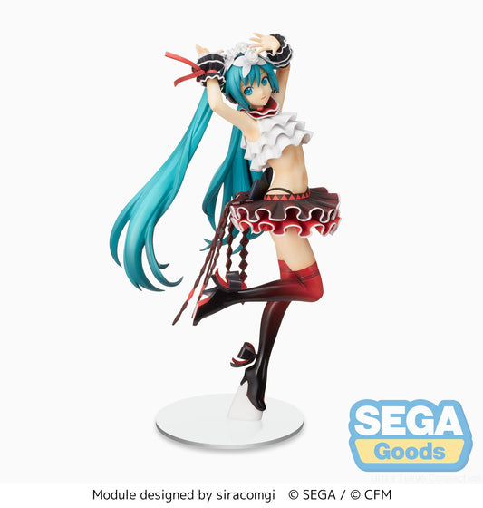 Figurine with turquoise hair and red outfit on a white background, featuring the Sega Goods logo.