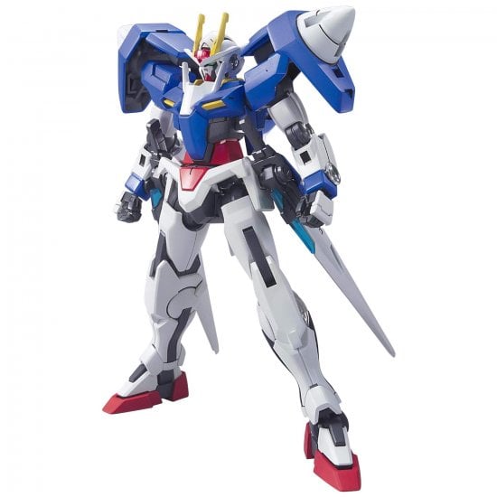 Robot model toy with blue, white, and red colors on a white background