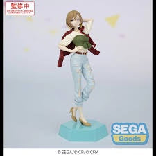 Figurine of a character in a red cape and blue pants with 'SEGA Goods' branding on a light gray background.