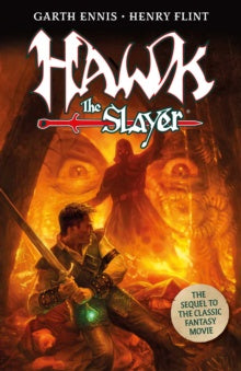 Book cover of 'Hawk the Slayer' with a warrior holding a sword and glowing eyes in the background.