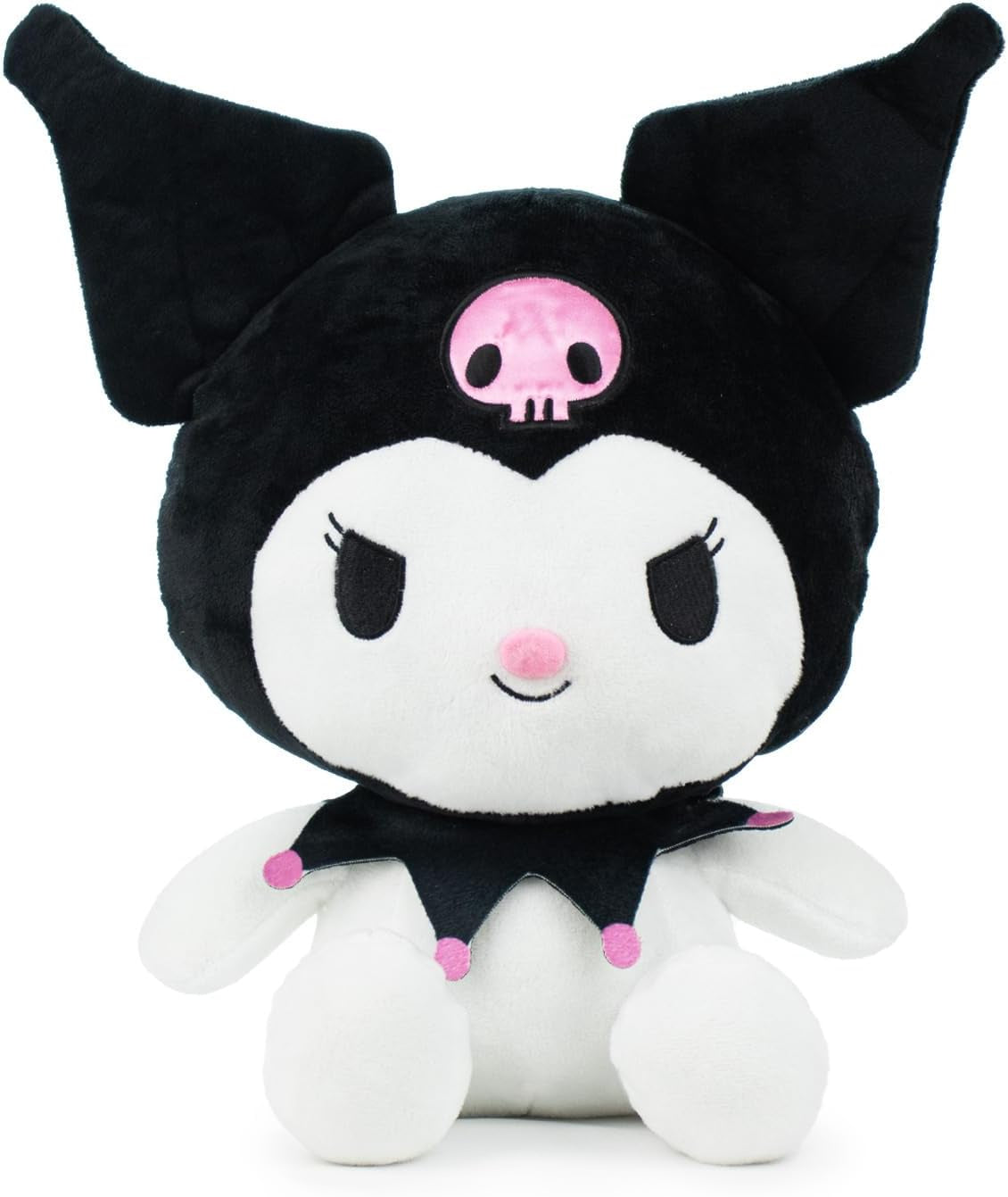 black, white and pink plush