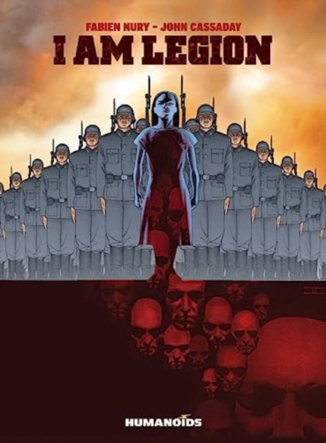 Book cover of 'I Am Legion' with a central figure and soldiers, featuring the Humanoids logo.