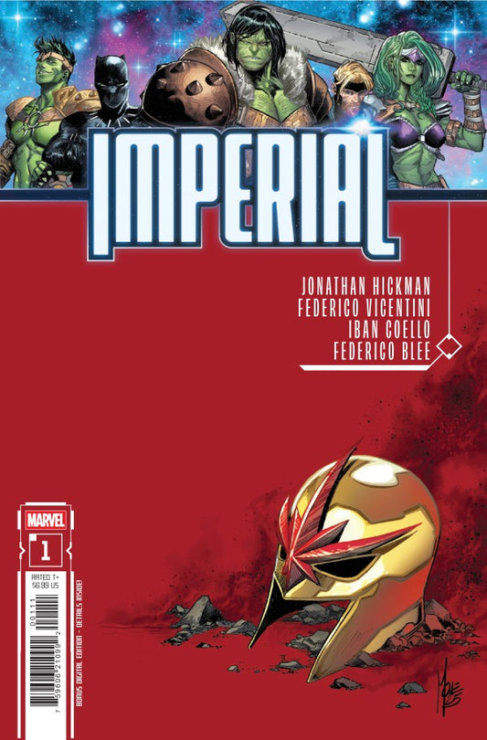 Comic book cover of 'Imperial' with superhero characters and red background