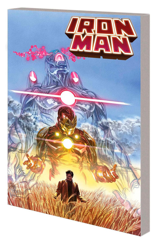 Comic book cover featuring Iron Man with a robot in the background