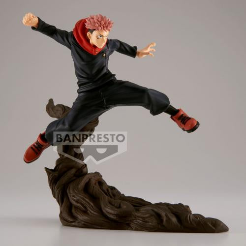 Action figure of a character in a dynamic pose with 'BANPRESTO' branding.