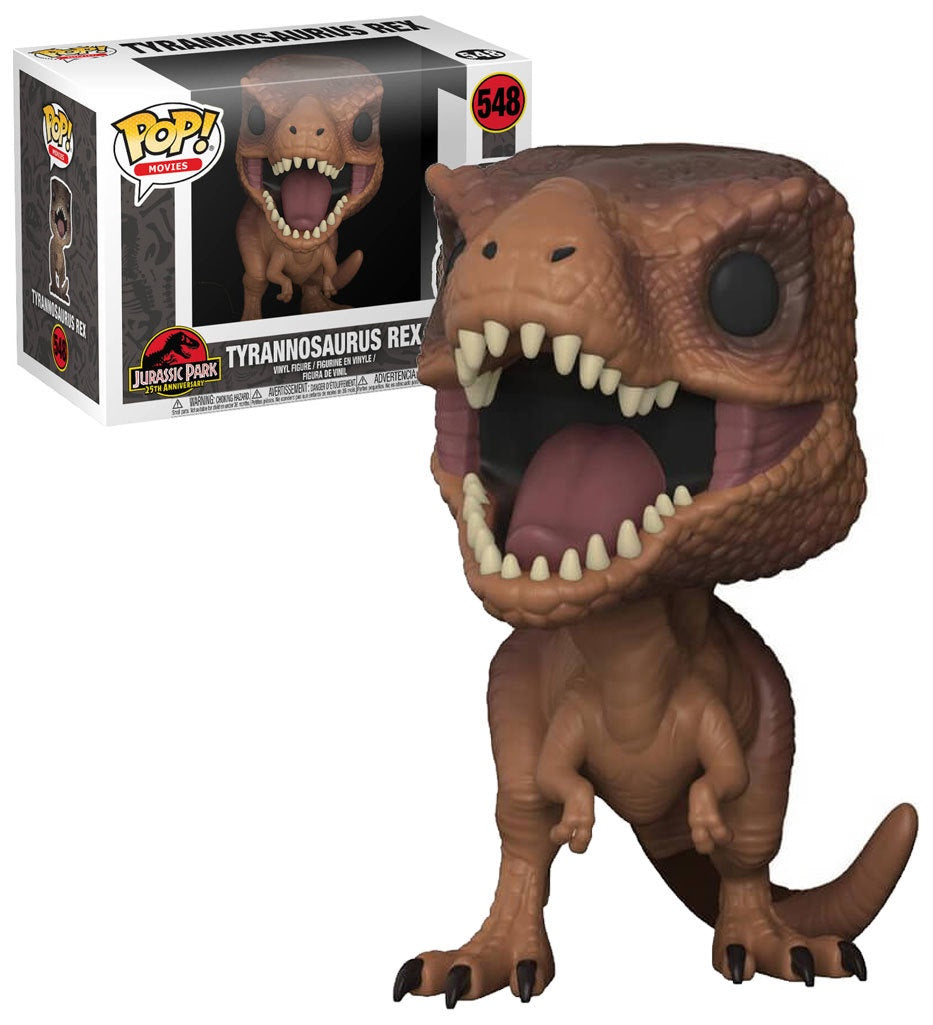Funko Pop! vinyl figure of a Tyrannosaurus Rex with packaging in the background