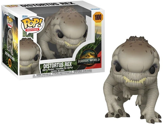 Funko Pop! Distortus Rex figure from Jurassic World with packaging on a white background