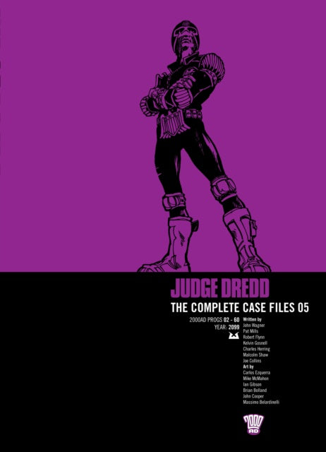Book cover of 'Judge Dredd: The Complete Case Files 05' with a purple background and black text.