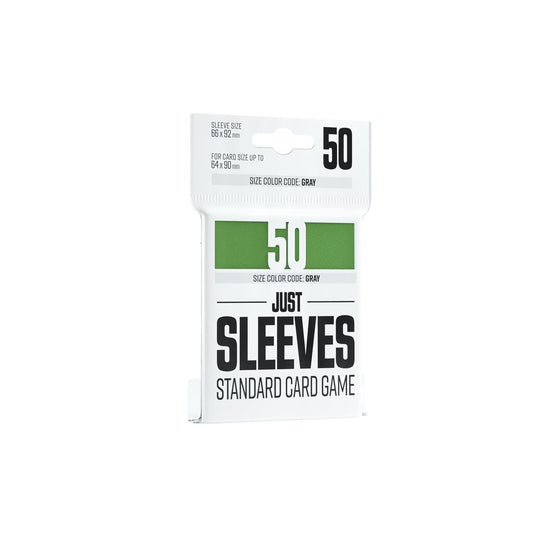 Pack of 50 card game sleeves by Just Sleeves on a white background