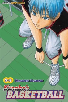Anime character in a basketball pose on a green court with 'Kuroko's Basketball' text.
