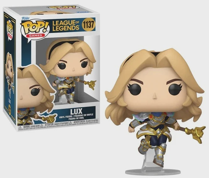 Funko Pop! vinyl figure of Lux from League of Legends next to its packaging