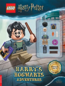 LEGO Harry Potter set packaging with character and toy figures on a blue background