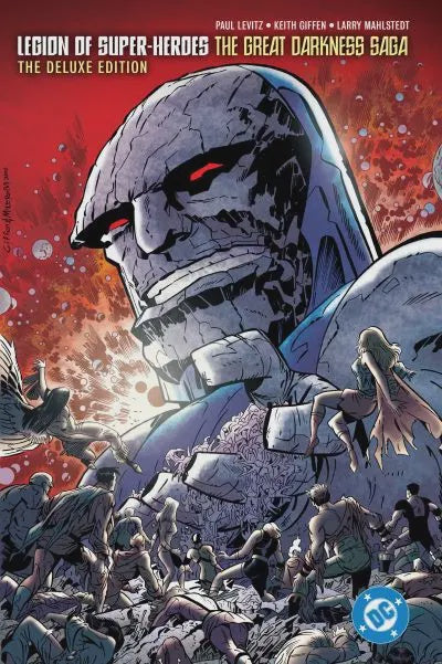 Comic book cover featuring a robot-like character with red eyes amidst a chaotic scene, with DC logo visible.