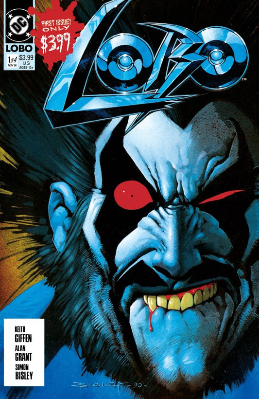 Comic book cover featuring a character with a menacing expression and the word 'LOBO'.