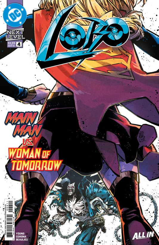 Comic book cover featuring a superhero character with text 'Lobo' and 'Woman of Tomorrow'.