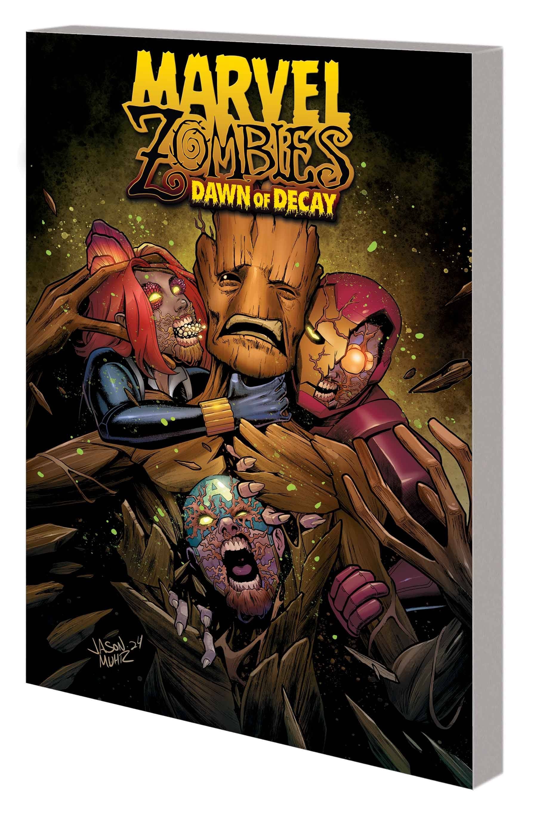 Comic book cover of 'Marvel Zombies: Dawn of Decay' with zombie characters holding a mask.