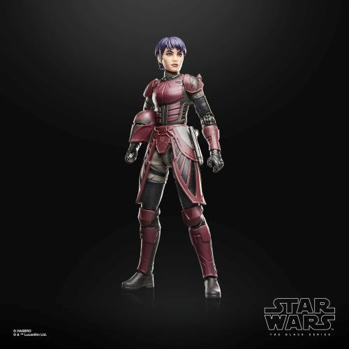 Star Wars action figure in red and gray armor on a black background