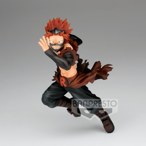 Action figure of a character in dynamic pose with 'Banpresto' branding.