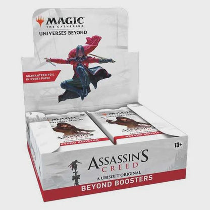 Magic: The Gathering: Assassin's Creed Booster 
A booster box of 'Magic: The Gathering: Assassin's Creed Beyond' with a depiction of an Assassin character on the front, indicating 24 booster packs inside.