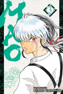 Manga book cover with a character with white hair and red eyes, featuring green and black text.