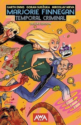 Cover of 'Marjorie Finnegan Temporal Criminal Deluxe Edition' with colorful art and character illustrations.
