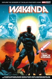 Comic book cover featuring a superhero in a dynamic pose with 'Wakanda' at the top.
