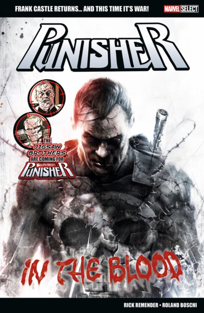 Comic book cover featuring the Punisher with text about returning and war.