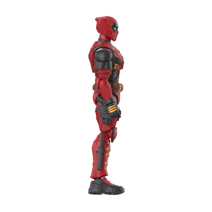 Red and black superhero action figure on a white background