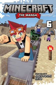 Cover of 'Minecraft: The Manga' book 6 with a character in a red hat and goggles on a Minecraft-style platform.