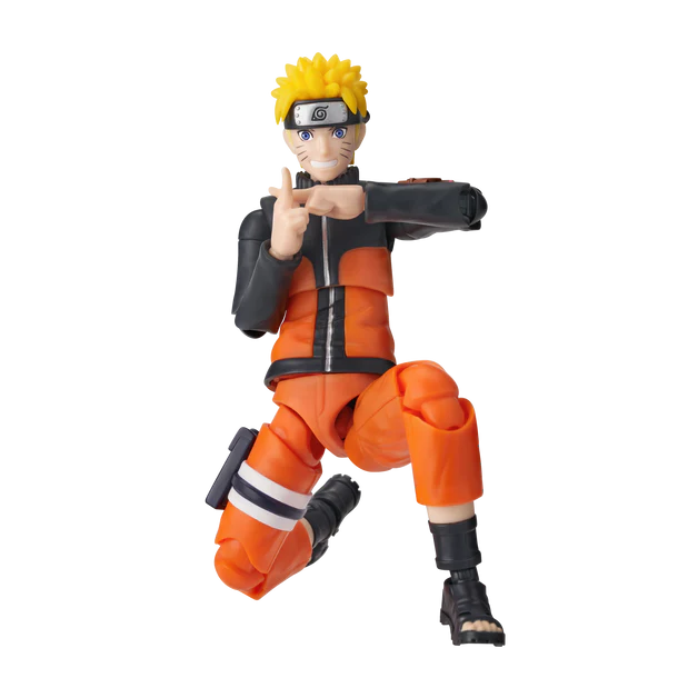 Action figure of a character in orange and black outfit on a white background