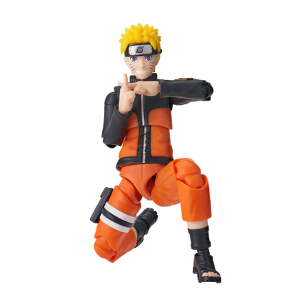 Action figure of a character in orange and black outfit on a white background