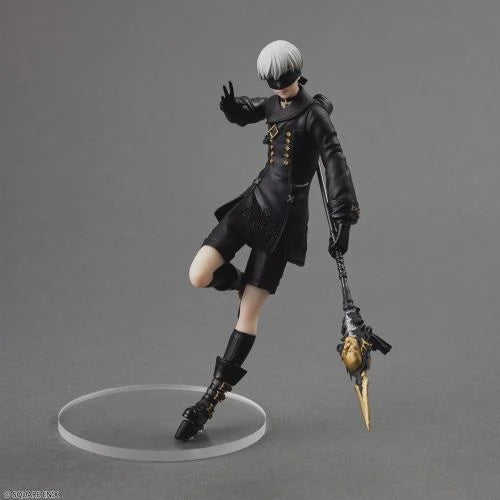 Action figure of a character from a video game on a gray background