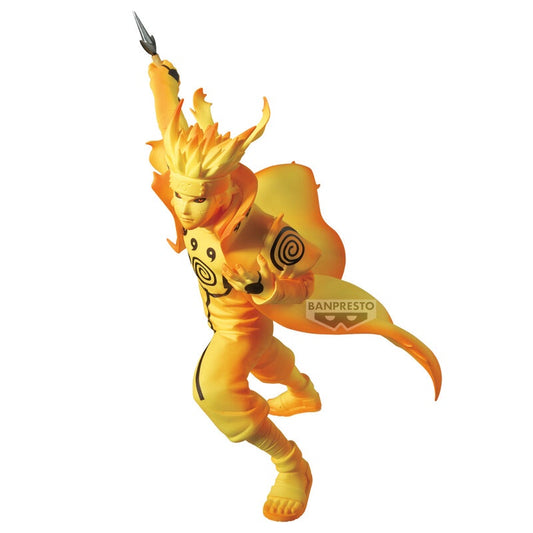 Yellow action figure with a weapon on a white background, featuring the Banpresto logo.