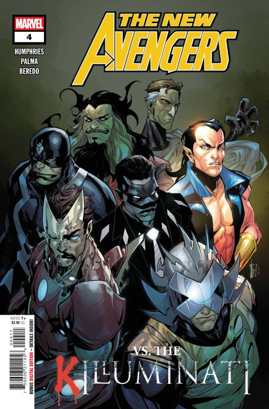 Comic book cover of 'The New Avengers' featuring characters with a dark background.