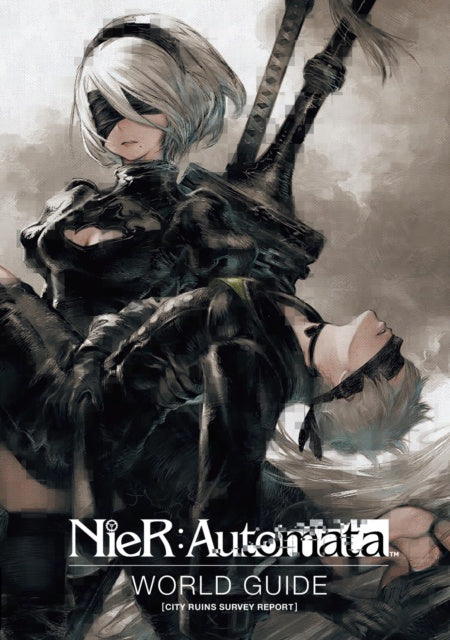 Cover of 'NieR: Automata World Guide' with character design and text.