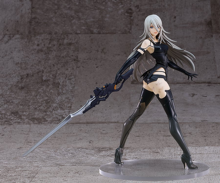 Figure of a character with long hair and a sword on a neutral background