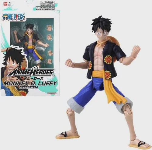 Action figure of Monkey D. Luffy from One Piece with packaging in the background