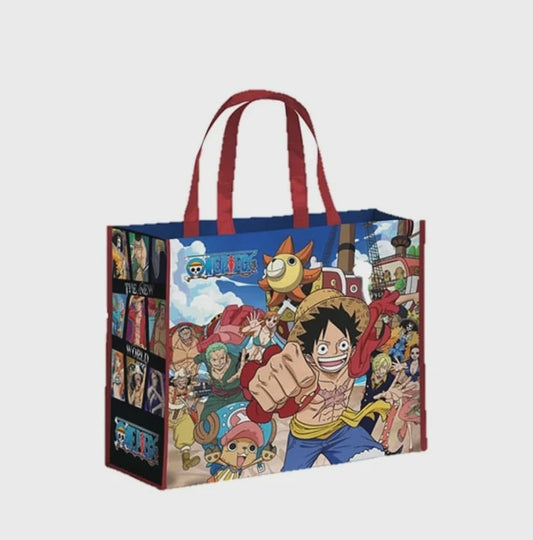 Tote bag with anime character design on a white background