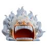 Decorative sculpture of a face with intricate details on a white background