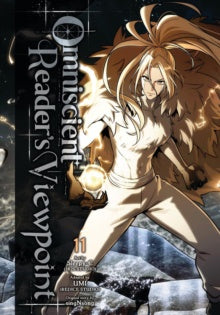 Front cover of the omnibus book 'Omniscient Reader's Viewpoint Volume 11' featuring an illustrated anime-style female character with long flowing brown hair, wearing a pale outfit and holding a glowing orb, set against a dark sci-fi background with icy elements.