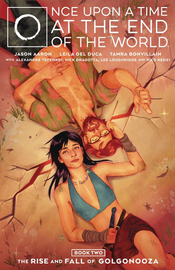 Comic book cover of 'Once Upon a Time at the End of the World' Book Two with two characters on a cracked ground.