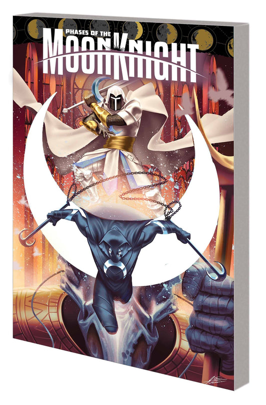Comic book cover titled 'Phases of the Moon Knight' with stylized art of a character holding a sword.