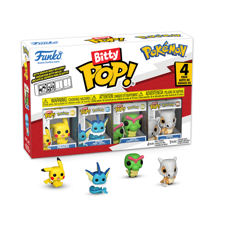 Pokémon Bitty Pop! figurine set with packaging on a white background