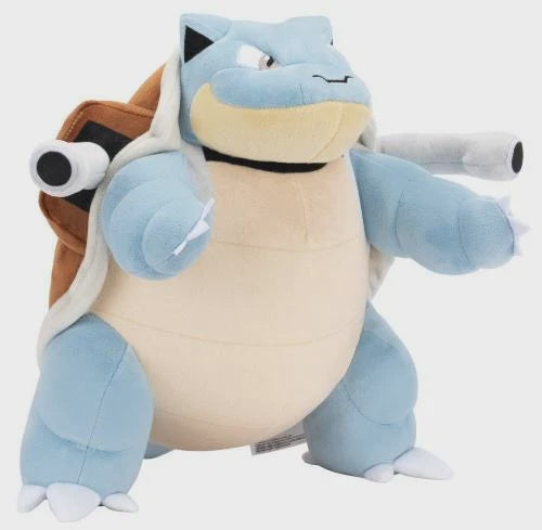 Plush toy of a character with blue and beige colors on a white background