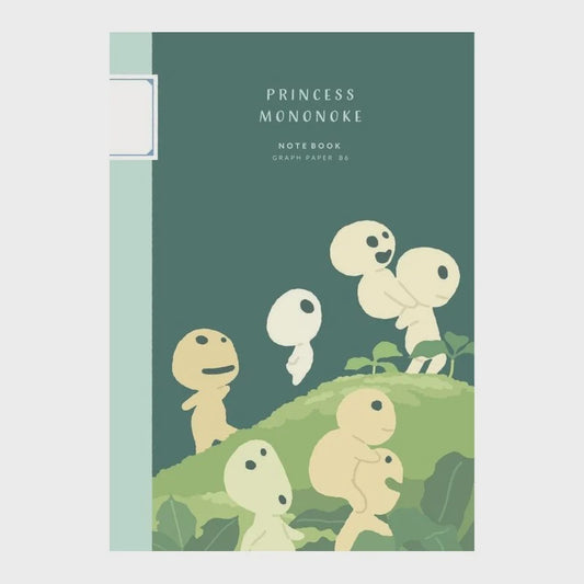 Notebook cover with Princess Mononoke illustration on a green background