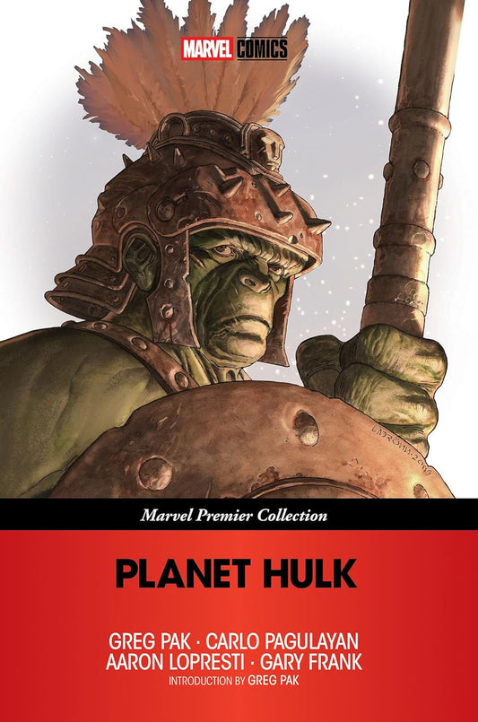 Comic book cover featuring a warrior with armor and a spear, titled 'Planet Hulk' from Marvel Comics.